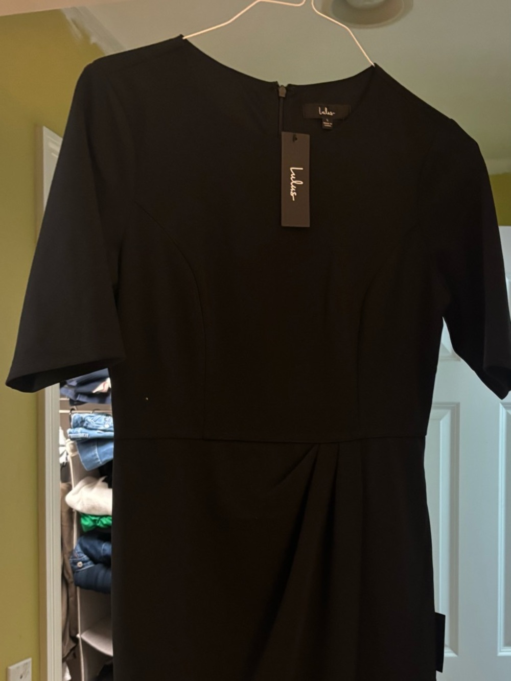 Lulu's Black Midi Sheath Dress with Short Sleeves